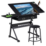 Topeakmart Drafting Table for Artists, Height Adjustable Drawing Draft Desk, Tiltable Tabletop, Art Craft Work Station with Extra Board for Diamond Topeakmart