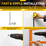 YYR Wood Organizer and Lumber Storage Rack Wall Mount, Heavy Duty Metal Shelf with 4-Level Holds Up 800 LBS, Indoor & Outdoor Use - Orange YYR