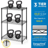 SsngygHme 3 Tier Shelf Storage, Wire Shelving Unit, 3 Tiers Standing Shelving Units Adjustable Metal Organizer Wire Rack with Leveling Feet, 15.7 '' SsngygHme