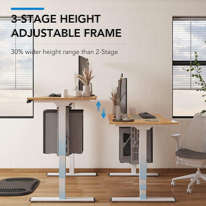 FLEXISPOT Pro 3 Stages Dual Motor Electric Standing Desk 48x24 Inches Whole-Piece Desk Board Height Adjustable Desk Electric Stand Up Desk Sit Stand