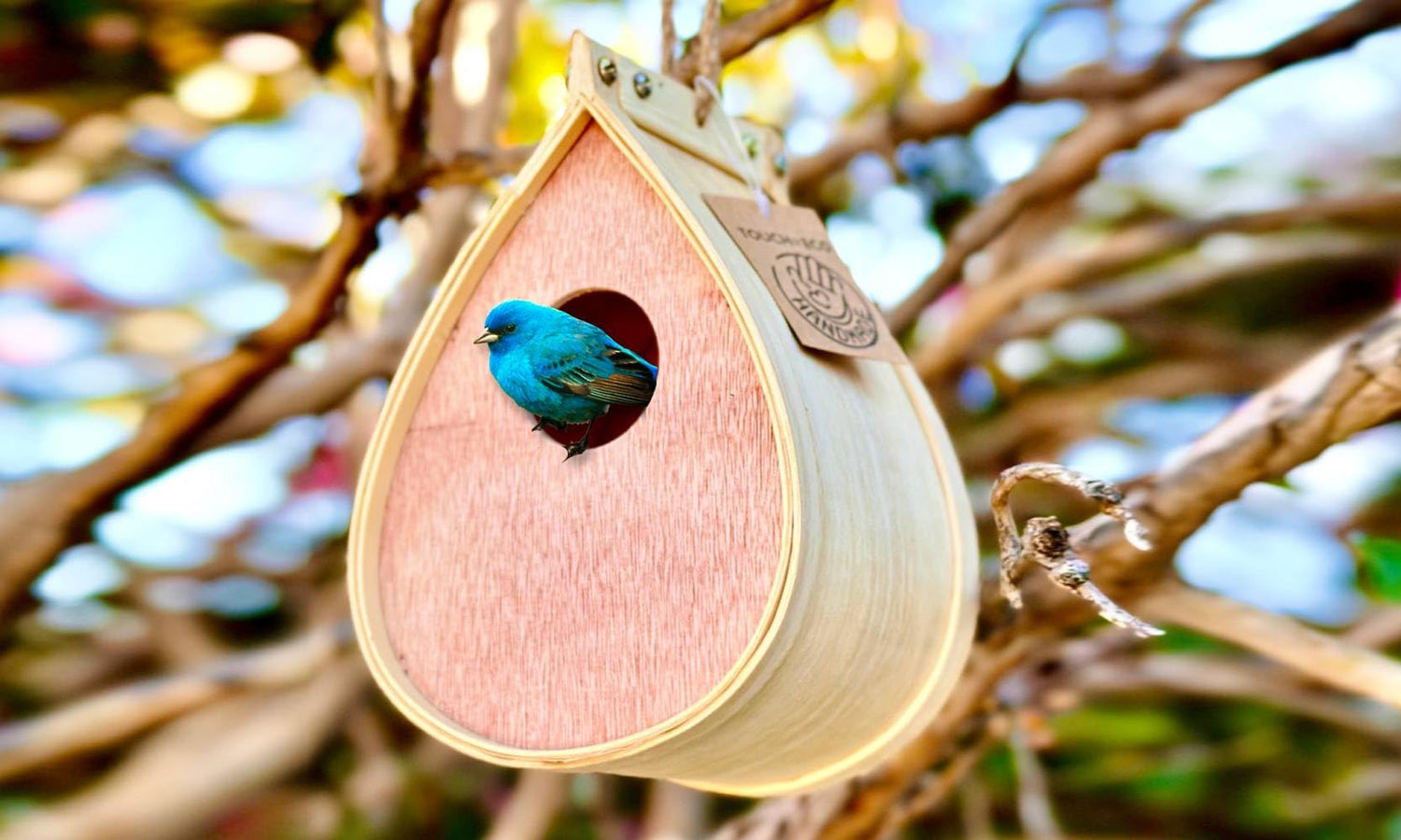 Pollinating Palace - Outdoor Hanging Wooden Bird House,Outdoor Birdhouse for Hummingbirds, Bluebirds and Finch Cardinals, Songbirds, Birdhouse GardeningProducts4Less