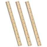 3 Pack Wooden Ruler 12 Inch Rulers Bulk Wood Measuring Ruler for Students Office School Supplies 2 Scale (30 cm) ZZTX