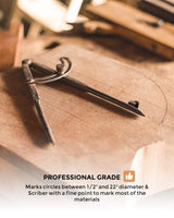 Nicpro 8 Inch Compass for Woodworking with Wing and Pencil Holder, Professional Carpenter Pencil Compass Great for Geometry, Drawing, Drafting Nicpro