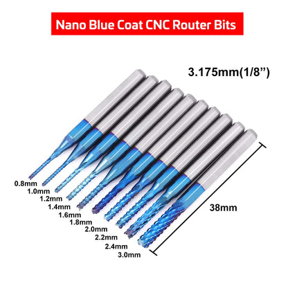 40Pcs End Mills CNC Router Bits Set 1/8" Shank, Mcwdoit CNC Machine Cutting Milling Tool Engraving Cutter Including Flat Nose/Ball Nose End Mill,