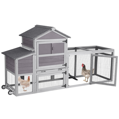 GUTINNEEN Chicken Coop Mobile Hen House On Wheels Easy to Move Wooden Poultry Cage with Nesting Box,Opening Wire Netting Roof GUTINNEEN