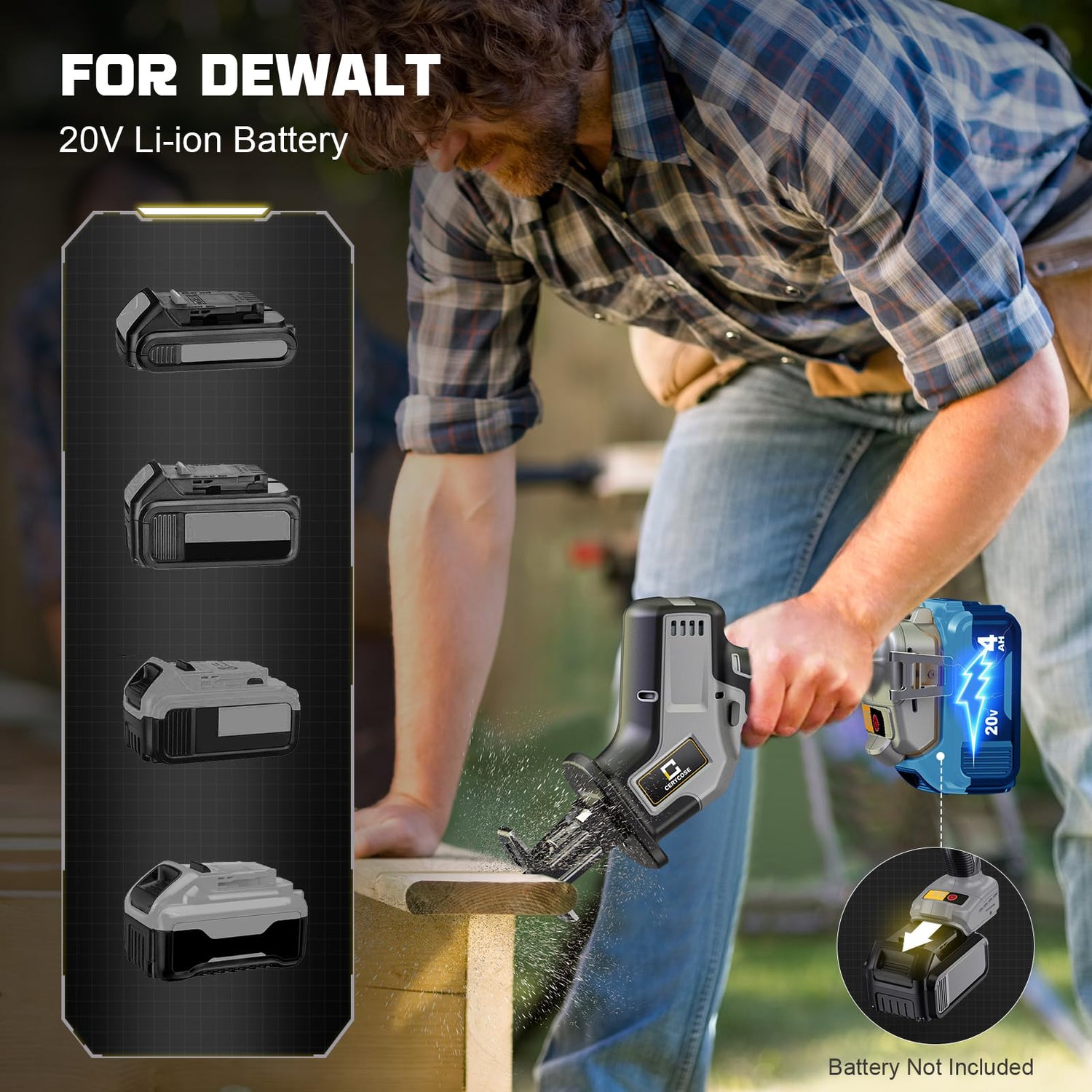 Cordless Reciprocating Saw for DeWalt 20V Max, Brushless Motor Variable Speed, Tool-Free Blade Change, Cerycose Reciprocating saw with LED Light,4 Cerycose