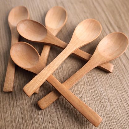HANSGO 6PCS Small Wooden Spoons, Small Soup Spoons Serving Spoons 6inch Wooden Teaspoon for Coffee Tea Jam Bath Salts