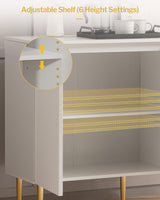 SICOTAS Fluted White Storage Cabinet, Wood Sideboard Buffet Cabinet with Spray-Painted Finish, Multifunctional Console Table with Storage Credenza SICOTAS