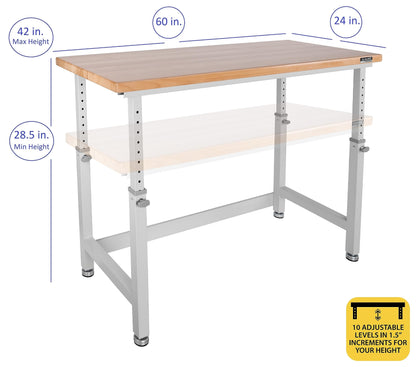 Seville Classics UltraHD Heavy Duty Workbench Table w/Solid Wood Top, 1000 lbs. Weight Capacity Workstation for Garage, Warehouse, Workshop, Granite,