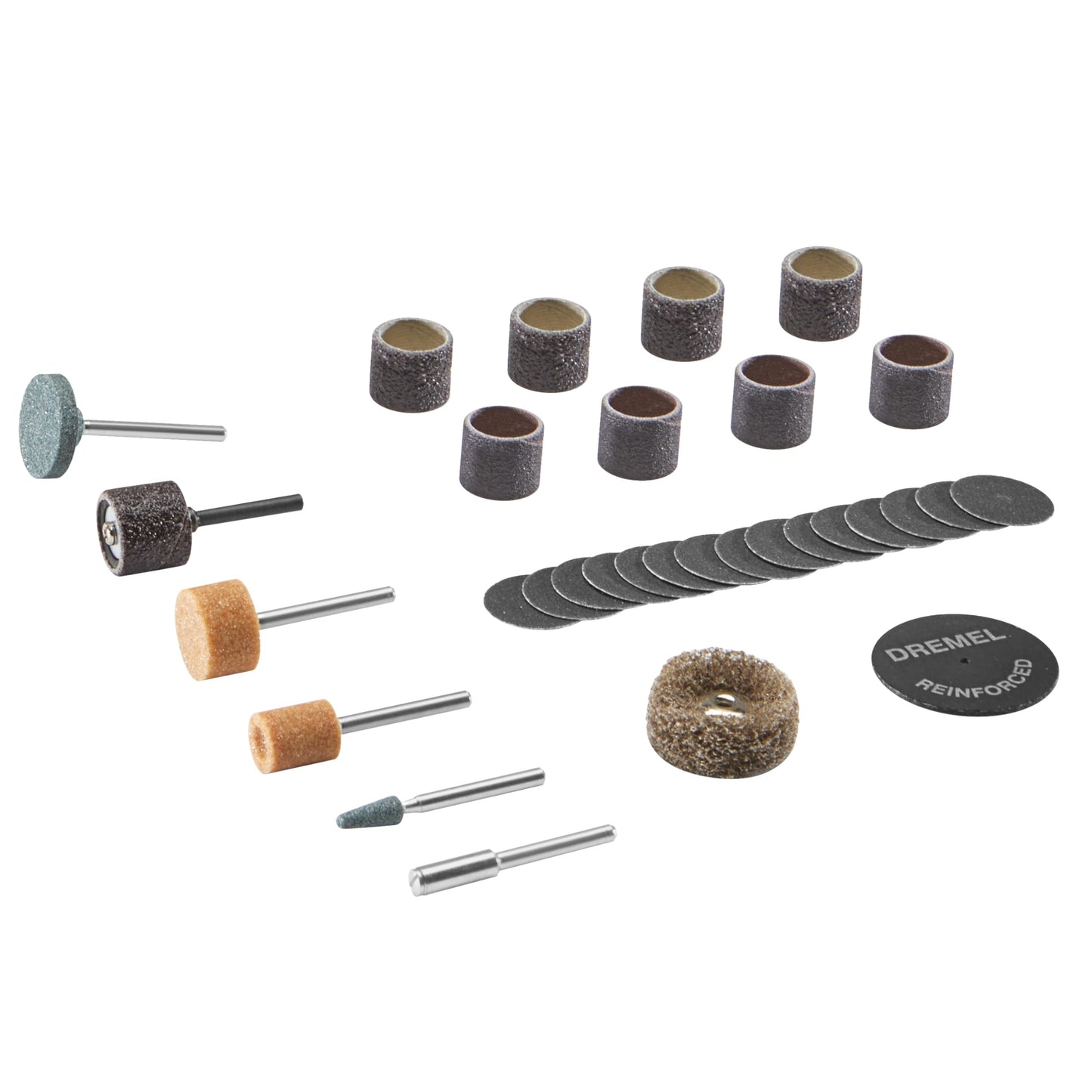 Dremel 727-01 Sanding & Grinding Rotary Tool Accessory Kit with Case, 31-Piece – Includes Grinding Stones, Sanding Bands, Cut-Off Wheel and Mandrel