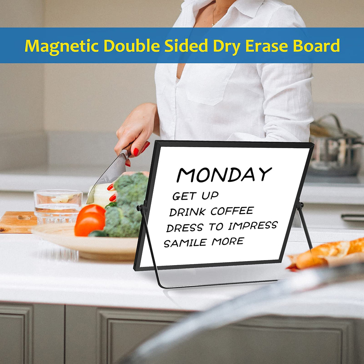 Small Monthly Calendar Dry Erase Whiteboard for Wall, 16in x 12in Magnetic Dry Erase Board, Hanging Double-Sided White Board, Portable Board for ABERLLS