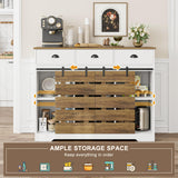HOSTACK Farmhouse Coffee Bar Cabinet, 47" Kitchen Buffet Cabinet with Storage, Barn Doors Sideboard Storage Cabinet, Wood Buffet Sideboard with HOSTACK