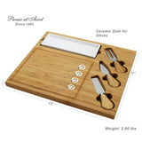 Picnic at Ascot Custom Personalized Engraved Bamboo Cutting Board for Cheese & Charcuterie with Ceramic Dish, Knife Set & Cheese Markers USA Picnic at Ascot