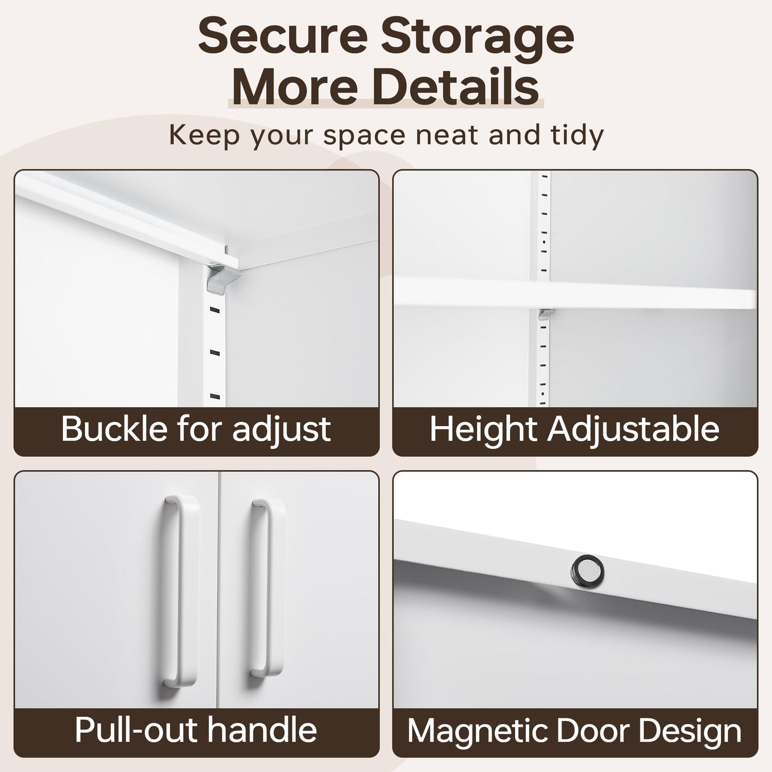AFAIF Metal Garage Cabinets, 72" Tall Locking Storage Cabinets with 2 Doors and 5 Adjustable Shelves, Steel Utility Tool Cabinet, White Lockable AFAIF