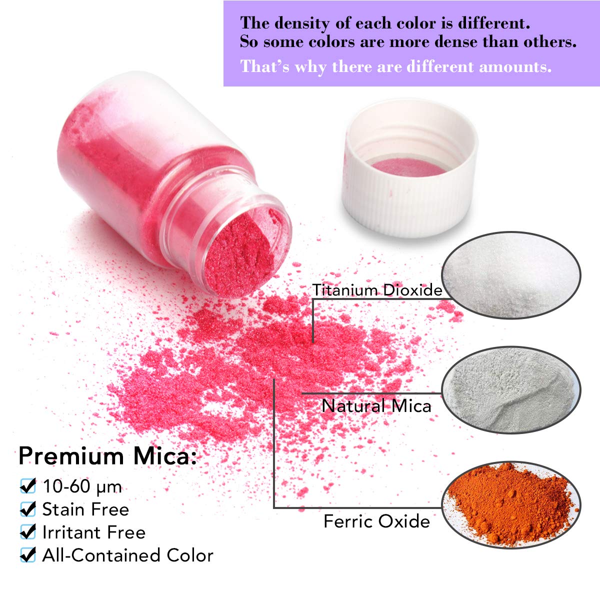 Mica Powder Set - 15 Colors Pearlescent Powder Natural Cosmetic Grade Pigment for Epoxy Resin, Soap Making, Lip Gloss, Bath Bomb and DIY Craft, SEISSO