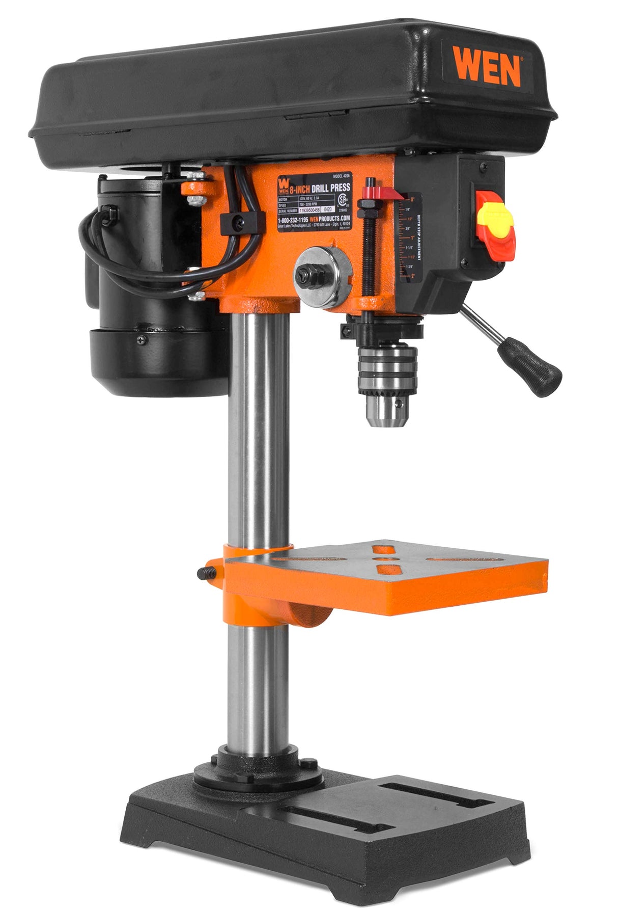WEN 4206T 2.3-Amp 8-Inch 5-Speed Cast Iron Benchtop Drill Press,Black,Orange & 9-Inch Band Saw, 2.8-Amp Benchtop (BA3959) WEN