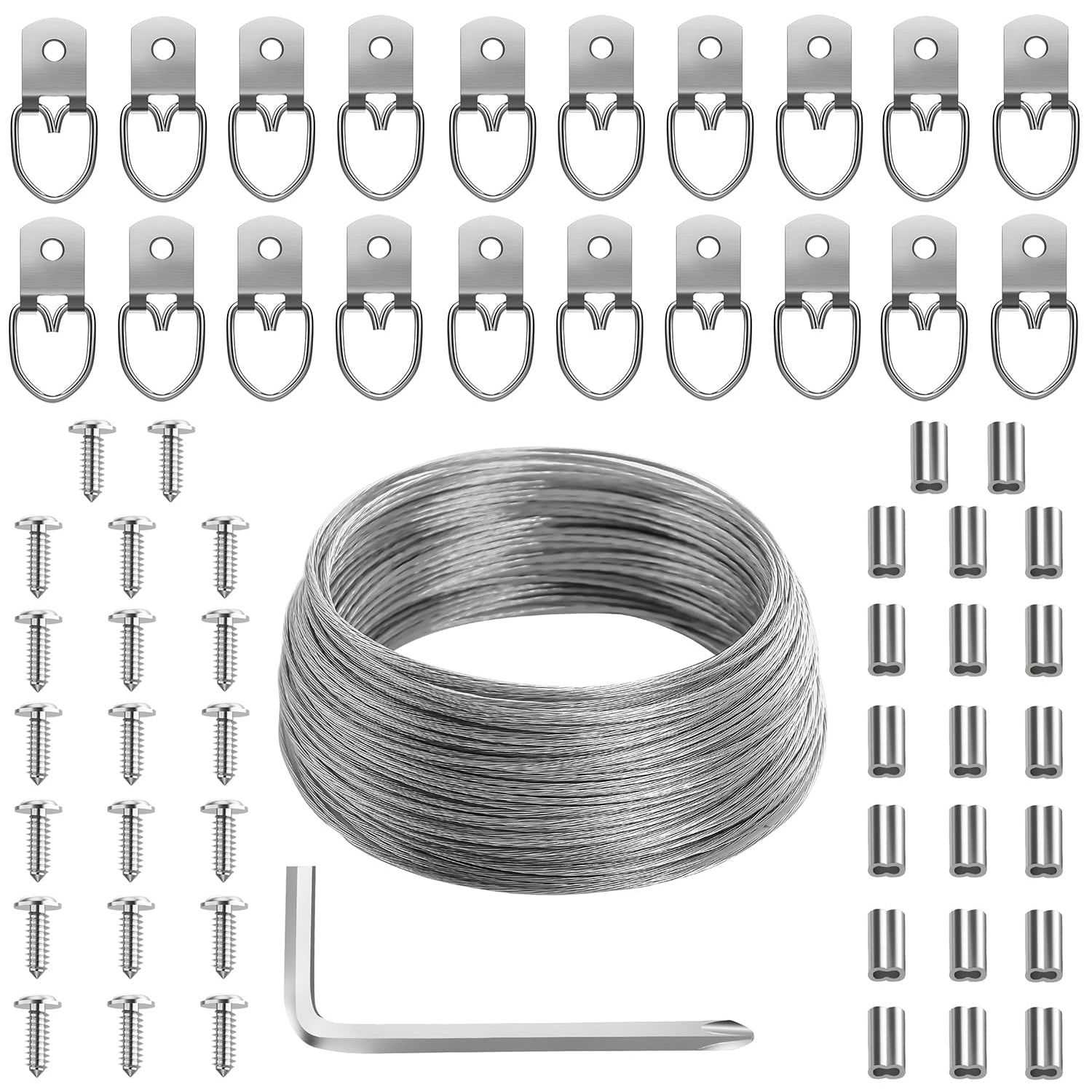 Mr. Pen- Picture Hanging Wire Kit, 100Ft Picture Wire Hanging, D Rings Picture Hanging, Picture Frame Hanging Kit, Picture Frame Wire, Wall Hanging Mr. Pen