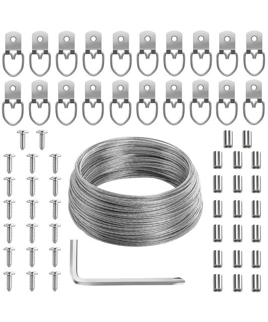 Mr. Pen- Picture Hanging Wire Kit, 100Ft Picture Wire Hanging, D Rings Picture Hanging, Picture Frame Hanging Kit, Picture Frame Wire, Wall Hanging - WoodArtSupply