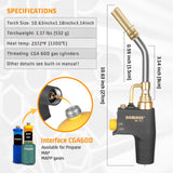 DOMINOX Propane Torch Head for MAP, MAPP and Propane Tank, High Intensity Trigger Start Torch, for Soldering, Ignition, Cooking, Lighting DOMINOX