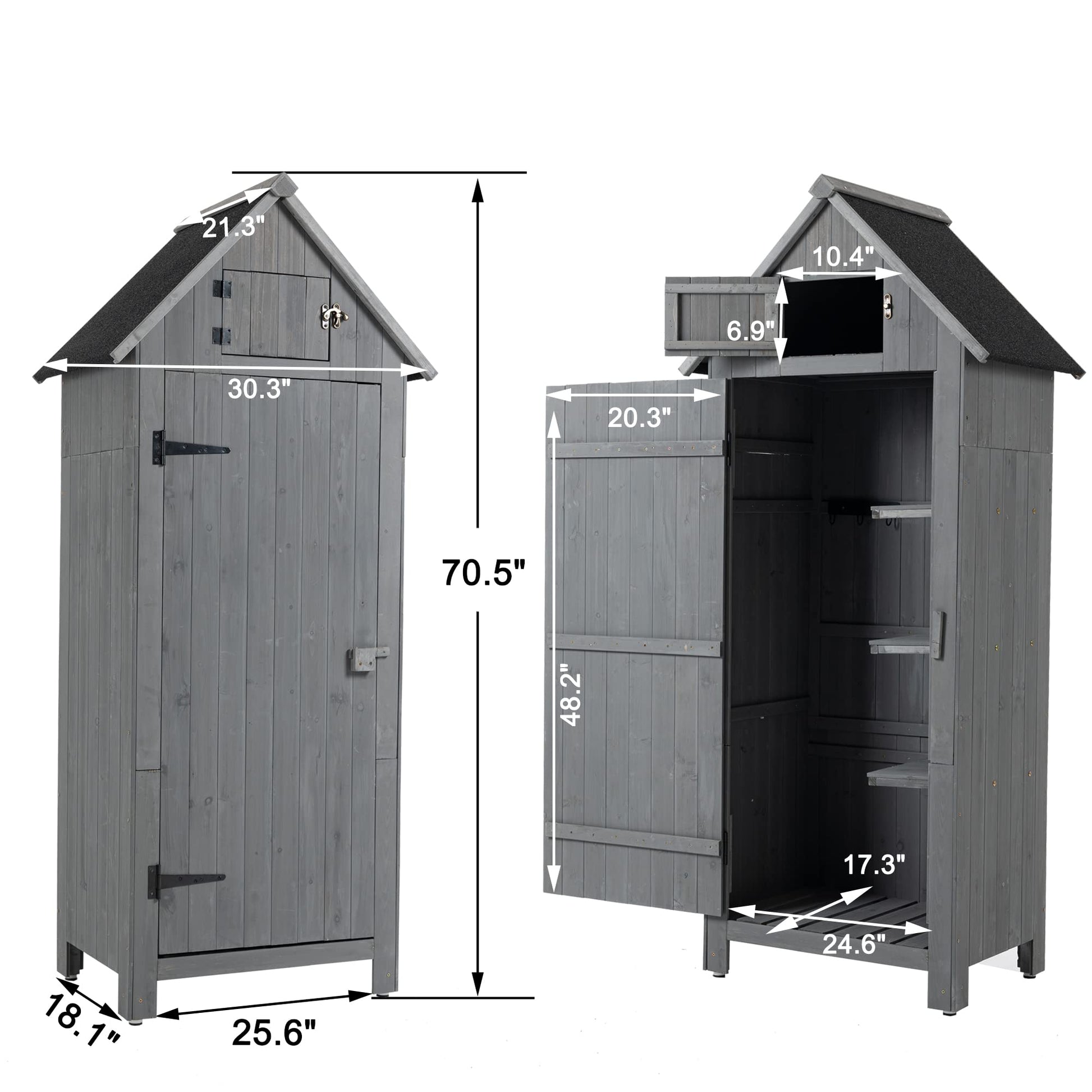 Outdoor Storage Cabinet, Garden Wood Tool Shed, Outside Wooden Shed Closet with Shelves and Latch for Yard, Patio, Deck and Porch,30.3”L X 21.3”W X - WoodArtSupply