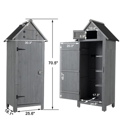 Outdoor Storage Cabinet, Garden Wood Tool Shed, Outside Wooden Shed Closet with Shelves and Latch for Yard, Patio, Deck and Porch,30.3”L X 21.3”W X - WoodArtSupply