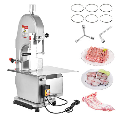 1500w Commercial Electric Meat Bandsaw for Butchering Countertop Bone Sawing Machine 0.4-7Inch Thickness Adjustable Meat Cutting Machine 16x19Inch - WoodArtSupply