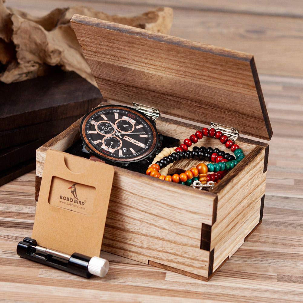 BOBO BIRD S18-1 Personalized Engraved Wood Watch Customized Wooden Watches for Husband Boyfriend Birthday Anniversary (Customized+Box) BOBO BIRD