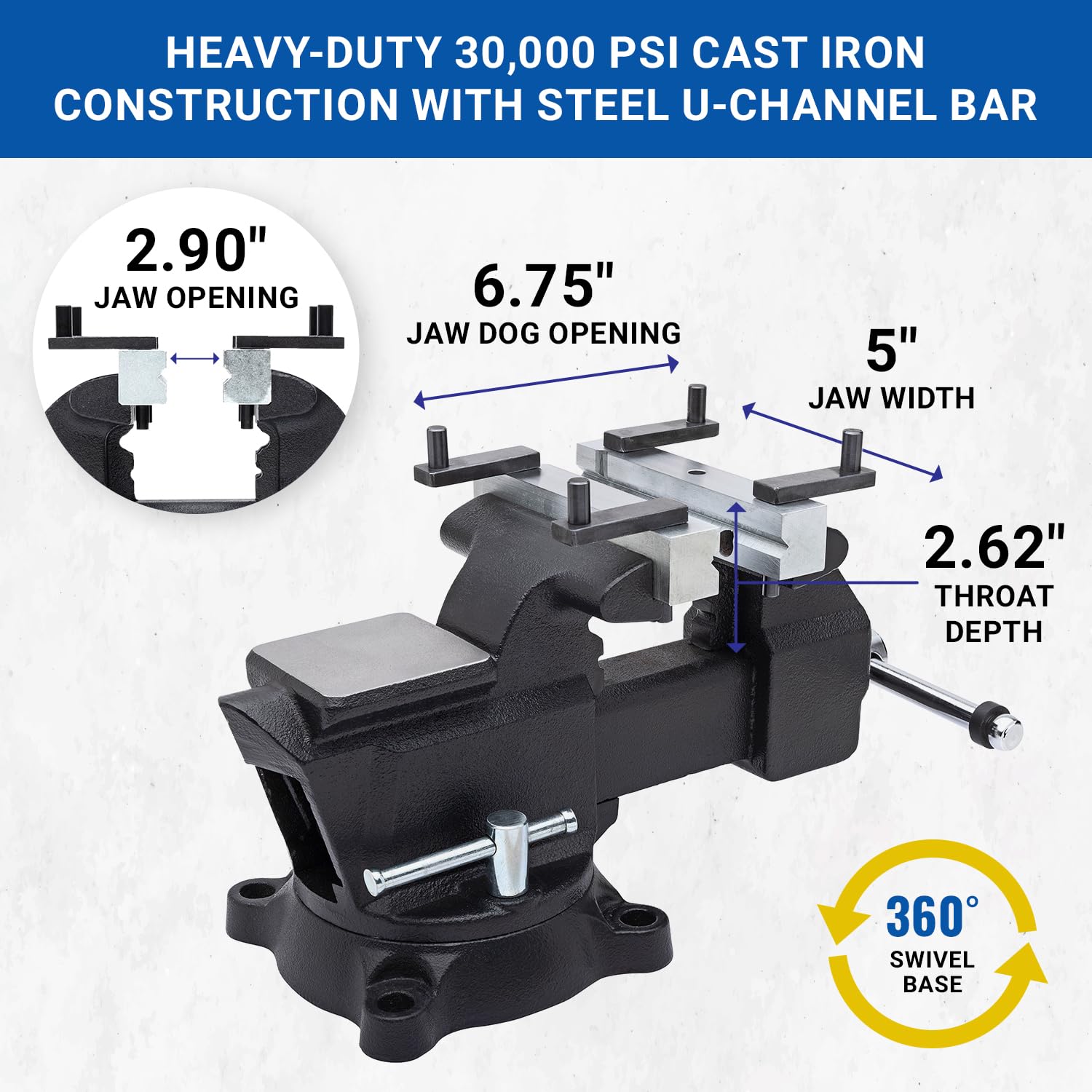 Yost MV-5 Multipurpose 5" Wide Jaw Homeowners Bench Vise | Industrial & Workshop-Grade Work Table Mechanic Tools for Wood Working, Metal Works, & DIY - WoodArtSupply