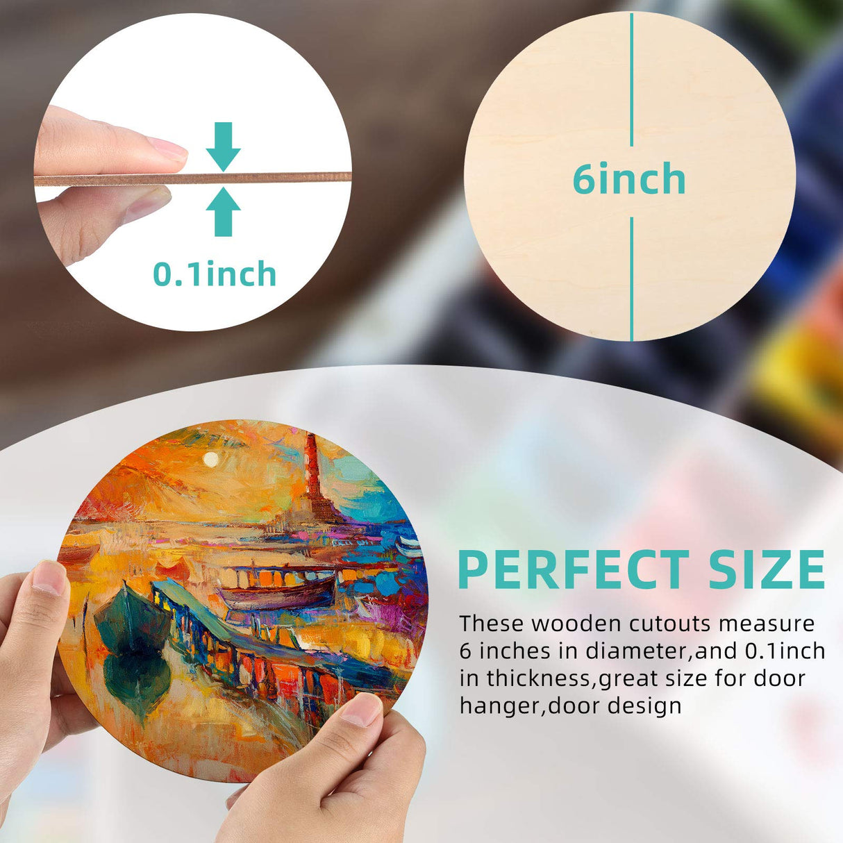 6 Pieces Round Wood Circles Unfinished Wood Slices Cutout for Craft Door Hanger, Pyrography, and Painting (6 Inch) Jetec