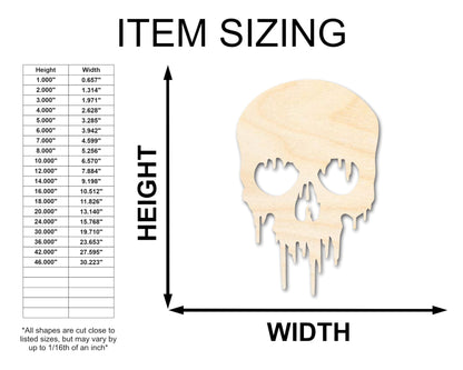 Unfinished Wood Dripping Skull Shape | Halloween Craft Cutout | up to 24" DIY 24" / 1/8" - WoodArtSupply