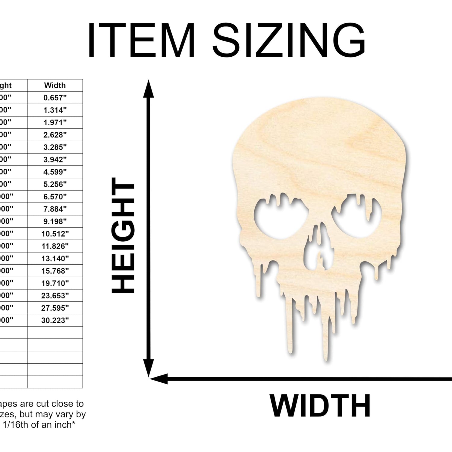 Unfinished Wood Dripping Skull Shape | Halloween Craft Cutout | up to 24" DIY 8" / 1/4" 24 Hour Crafts
