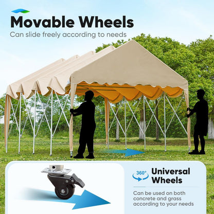 Quictent 13'X20' Retractable Carport Garage with Wheels Movable Heavy Duty Party Tent for Outdoor Events, Storage for Car, Boat, etc.