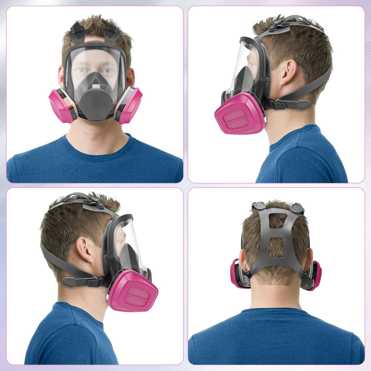 Full Face Respirator Mask with 60925 Filters - Reusable Full Face Gas Masks Survival Nuclear and Chemical,Ideal for Paint, Dust, Spraying, Chemicals, Panbear
