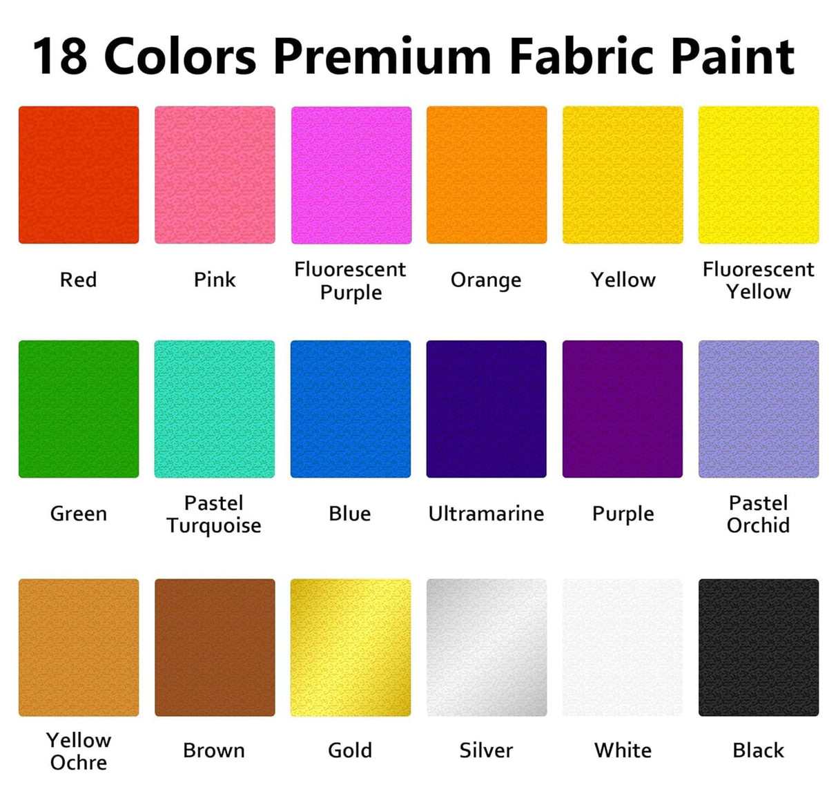 Fabric Paint, Shuttle Art 18 Colors Permanent Soft Fabric Paint in Bottles (60ml/2oz) with Brushes, Palette, Stencils, Non-Toxic Textile Paint for Shuttle Art