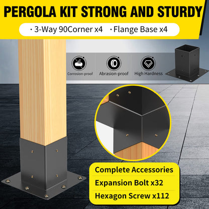 pergola Brackets 6x6 Woodworks Pergola kit Modular Modern Outdoor Pergola Hardware Kit DIY Elevated Wood Stand kit Includes 4 Bracket Shoulders 4 - WoodArtSupply