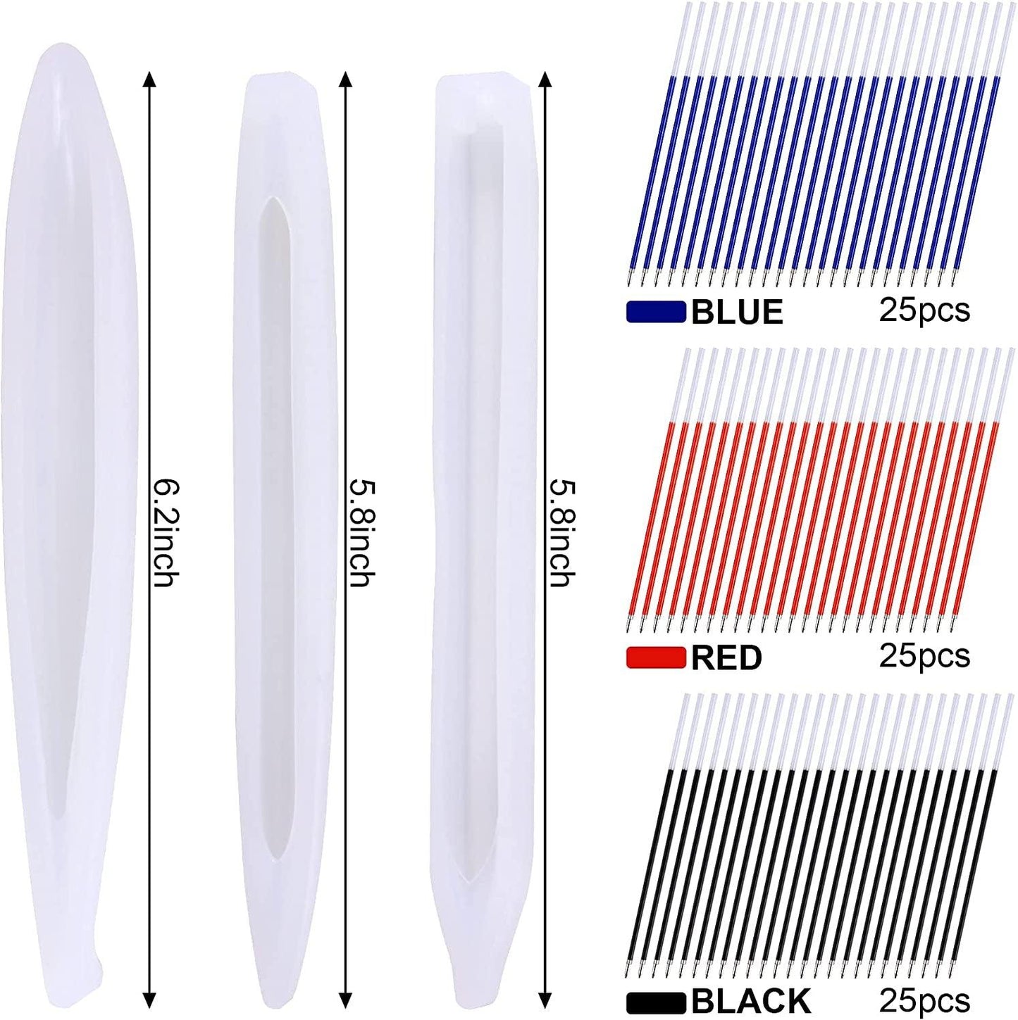 9 Pieces Pen Resin Mold, Epoxy Resin Molds with 75 Pieces Ink Pen Refills,Ballpoint Pen Silicone Molds Resin Casting Molds for DIY Resin Crafts Making - WoodArtSupply