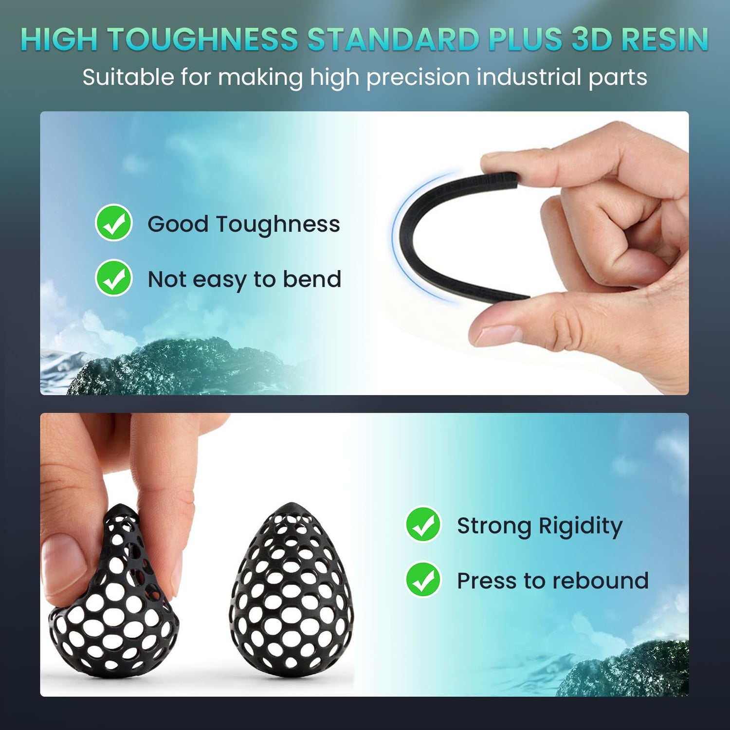 SUNLU 3D Printer Resin, Upgraded Standard Plus Fast Curing 3D Resin, 395 to 405nm UV Curing 3D Printing Liquid Photopolymer Resin, Higher Precision, SUNLU