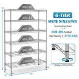 Meet perfect Adjustable Storage Shelves 6 Tier Wire Shelving Unit and Storage, 2100lbs Capacity Metal Shelving Heavy Duty Garage Shelves Storage Meet perfect