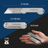 WORKPRO 3-Pack Folding Utility Knife, Quick Change Blades Box Cutter, EDC Foldable Pocket Utility Knife Sets with Belt Clip WORKPRO