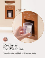 ROBOTIME Play Kitchen with Pretend Ice Cube Dispenser for Kids, Wooden Kids Kitchen Playset, Toy Kitchen Set for Toddler Age 3 4 5 6 (Mocha) ROBOTIME