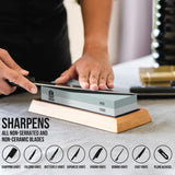 Complete Knife Sharpening Stone Kit - Goodjob Premium Japanese Whetstone Knife Sharpener Tool - Dual Grit 400/1000 3000/8000 Wet stone with Cut goodjob