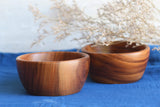 Acacia Wooden Salad Bowls (Set of 2): 6" x 3" Individual Wood Serving Bowls for Fruits, Cereal, or Soup - Handmade from a Single Organic Piece of SiamMandalay