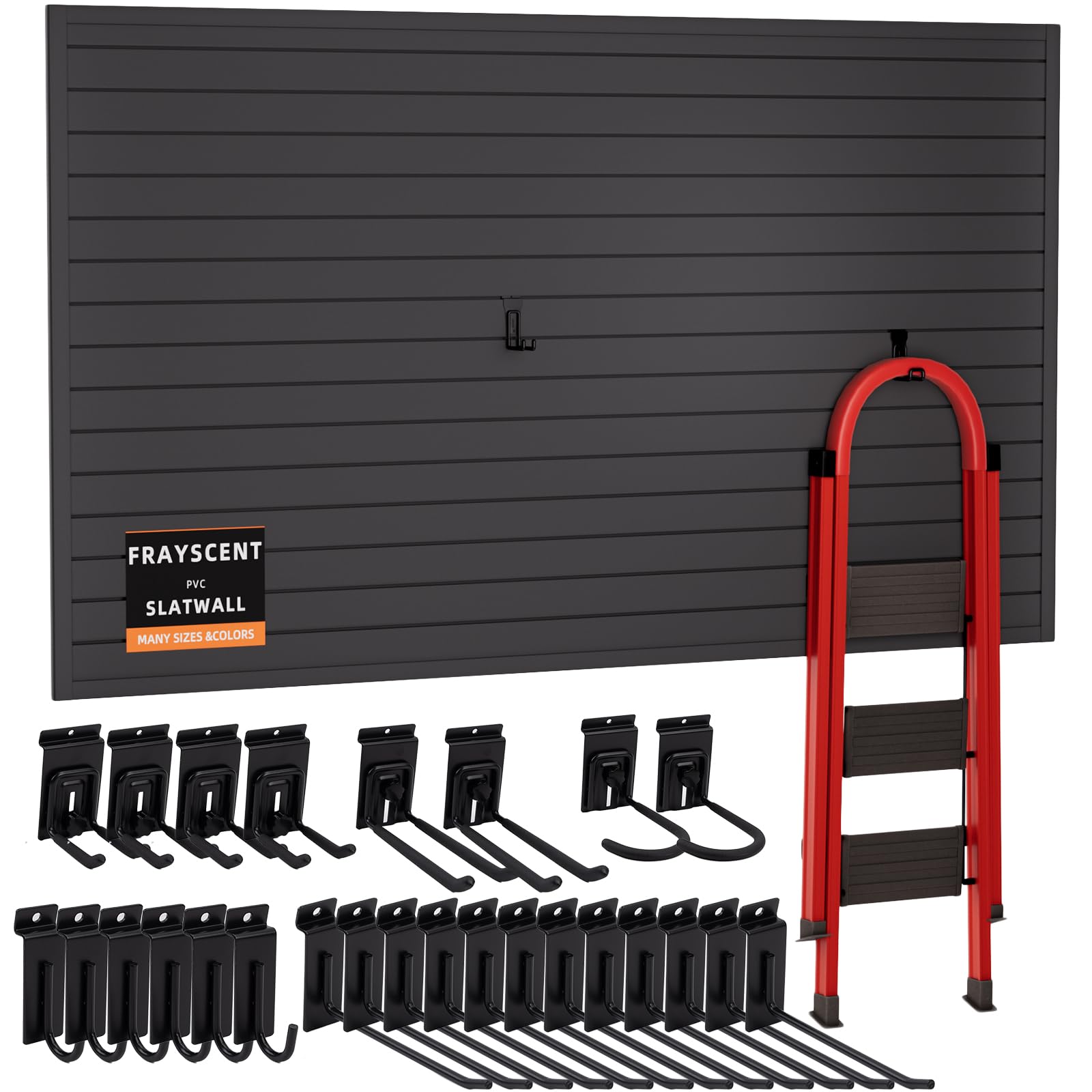 Slatwall Panels 4x8 ft with 26 Slatwall Hooks, Slat Wall Paneling Garage Slat Wall Systems PVC Wall Panels Pegboard Wall Organizer, Black Slatwall - WoodArtSupply