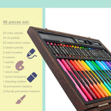 Darnassus Wood Art Set, Art Box & Drawing Kit Color Set, Art Supply Gift For 4-12 Age, Art Kit with Compact Portable Wooden Case, Kid Drawing Set w/ Darnassus