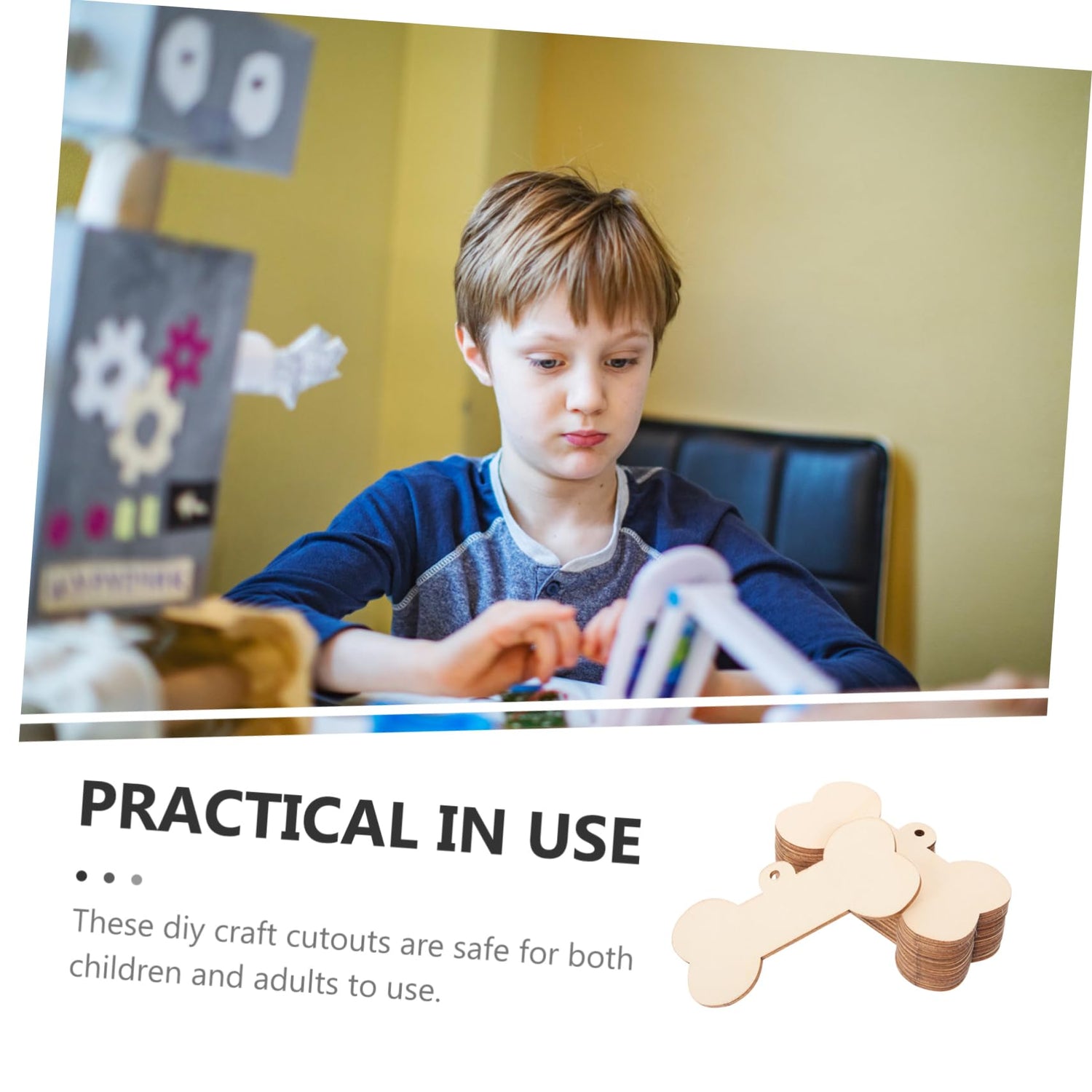 VOSAREA 1 Set Bone Wood Chips Dog Bone Gift Tags Embellishments Gift Tags Wood Dog Bone Cutouts Graffiti Wood Cutout Pet DIY Tag Unfinished Wooden VOSAREA