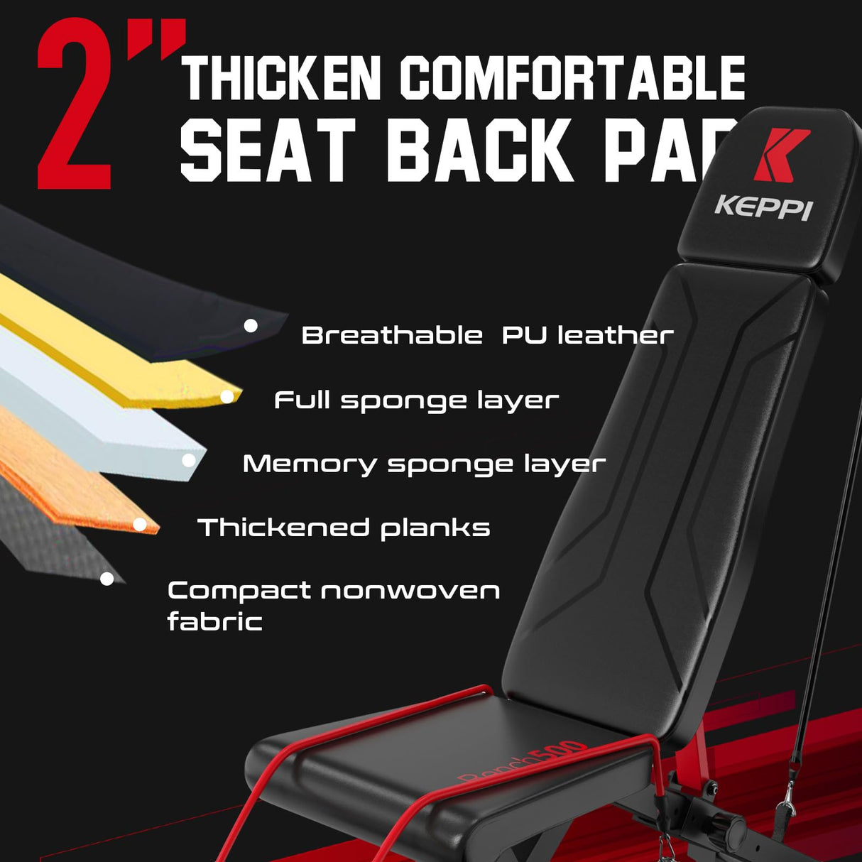 Keppi Adjustable Weight Bench, Foldable Workout Bench Press for Full Body Strength Training, Incline Decline Bench with Fast Folding - 2023 Version Keppi