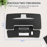 FLEXISPOT 35in Standing Desk Converter Height Adjustable Sit to Stand up Desk Riser Computer Workstation with Keyboard Tray Wide 2-Tier Desktop Black FLEXISPOT