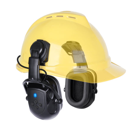 Kalence Bluetooth Hard Hat Ear Muffs, NRR 28dB Adjustable Cap-mounted Bluetooth Hearing Protection Earmuffs 50H Playtime Safety Earmuffs Work Kalence