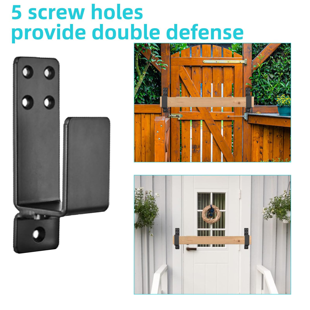 4 Pcs Door Barricade Brackets, Door Metal Bar Bracket for 2X4 Lumber Door Brace Security Bar as Home, Barn, Shed, Garage, Gate Security Door Tefola