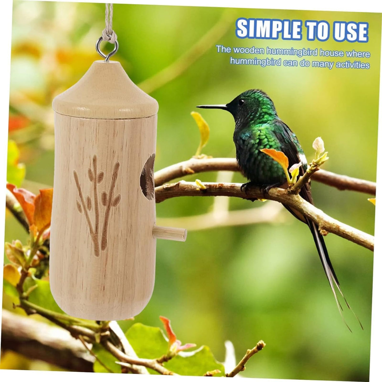 Shirem Wooden Hummingbird House, Libiyi Wooden Hummingbird House, Dotmalls Wooden Hummingbird House, Wooden Hummingbird House, Hummingbird Feeder for FLCRSN